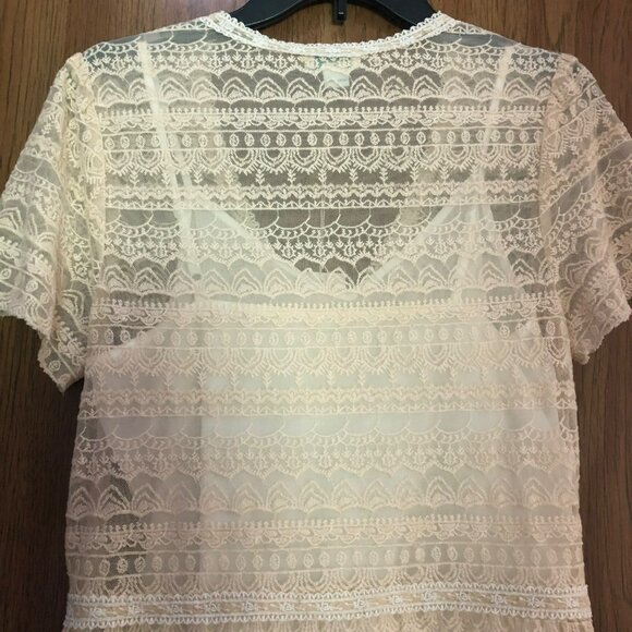 Sundance Dress XS Cream Lace Short Sleeved Fit & Flare w/Slip NEW Boho Romantic - Picture 2 of 6